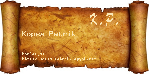 Kopsa Patrik névjegykártya